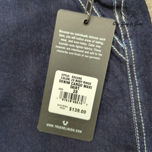True Religion Denim Cargo Maxi Skirt Size 28 (6) - Picture 2 of 5